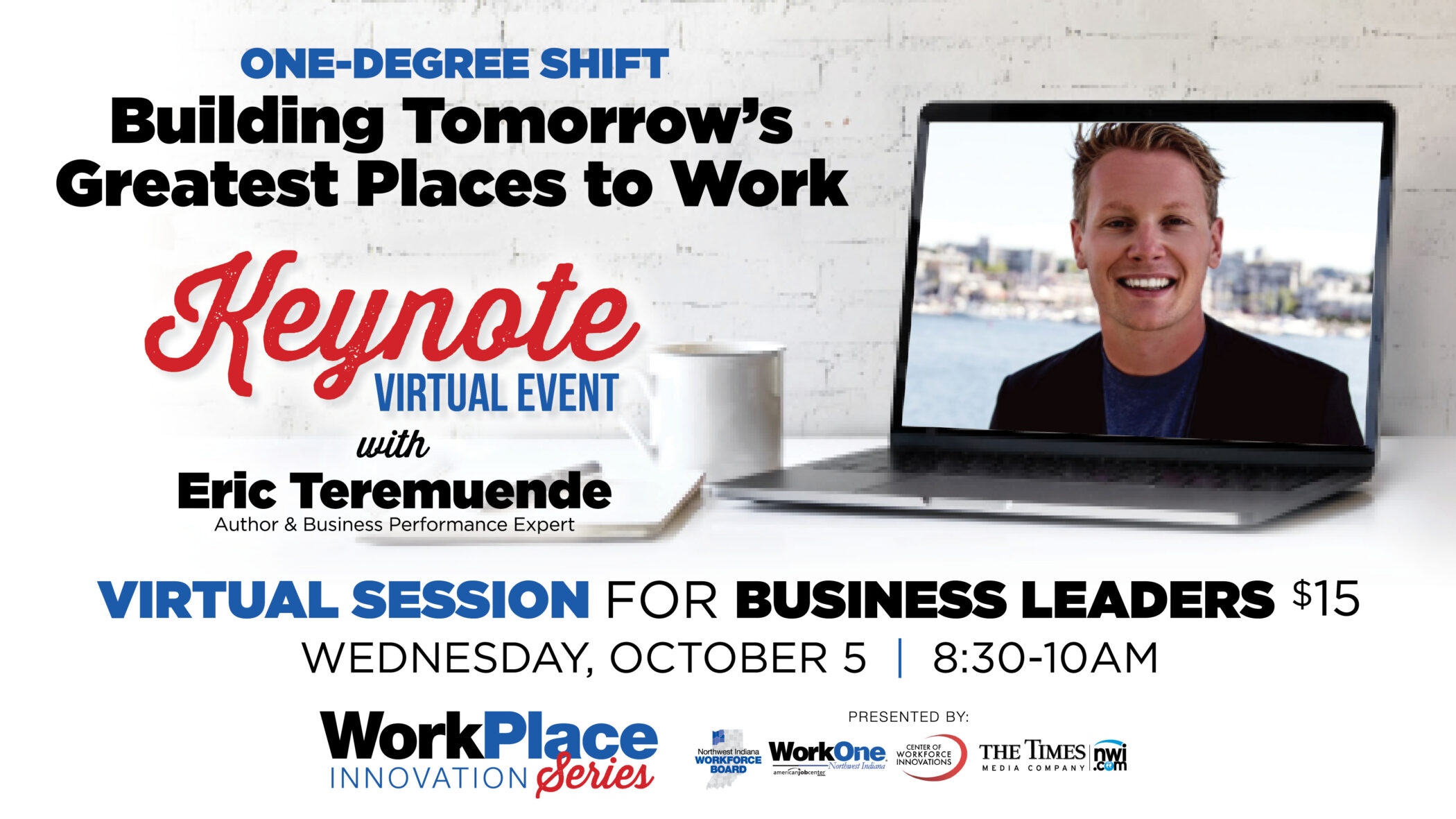 Promotional graphic for Workplace Innovation Series event featuring Eric Teremuende